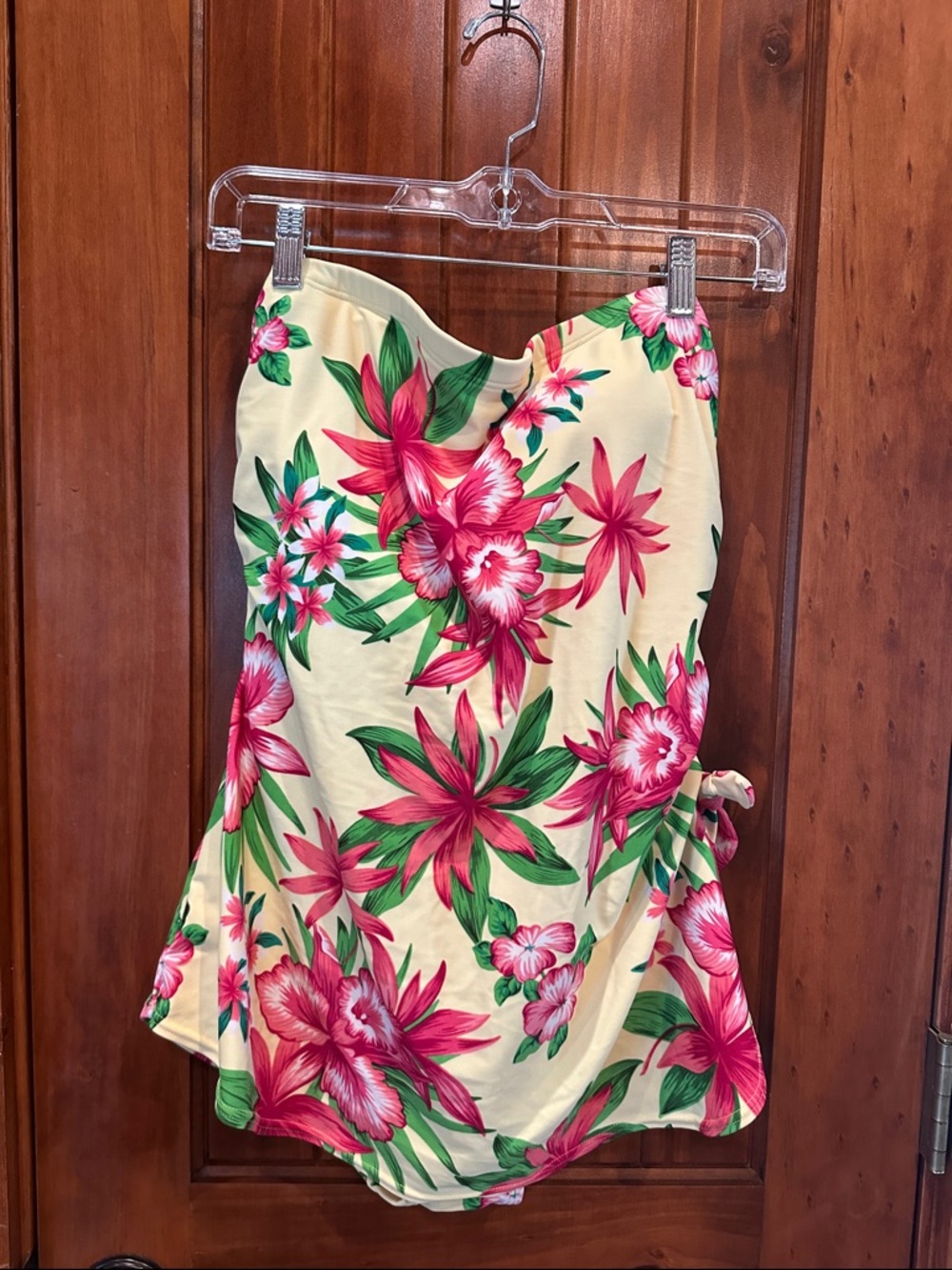 White Stag Cream One-Piece Swimsuit with Pink & Green Floral Print